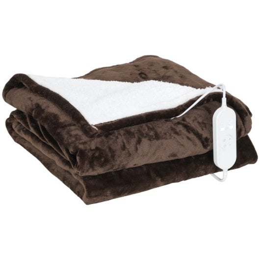 Homcom Manta Eléctrica 180x130 Cm 10 Niveles De Temperatura Marrón