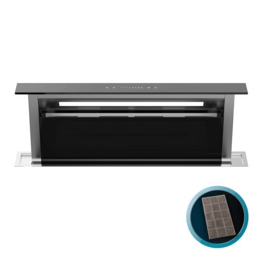 Campana extractora Cecotec Bolero Flux ET 908000 Recirculação 90cm vidro preto slider touch