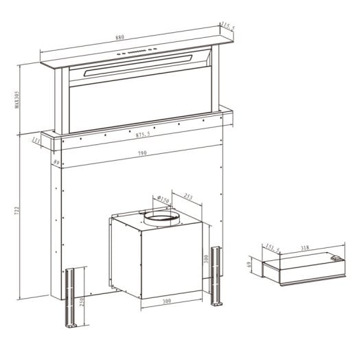 Campana extractora Cecotec Bolero Flux ET 908000 Recirculação 90cm vidro preto slider touch