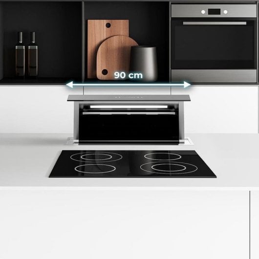 Campana extractora Cecotec Bolero Flux ET 908000 Recirculação 90cm vidro preto slider touch