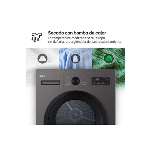 Secadora LG 8kg D RHA1008NDK Silver bomba calor com sensor, luz interior