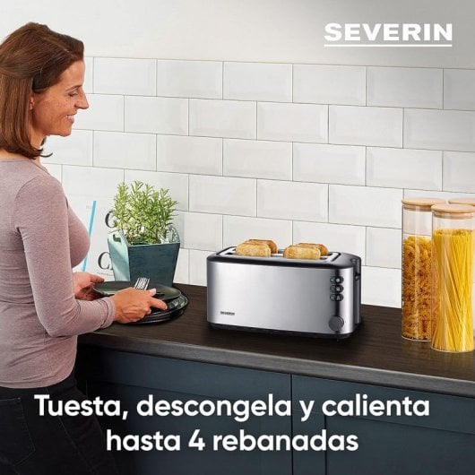 Tostapane automatico a fessura lunga Severin AT 2509 1400 W in acciaio inossidabile