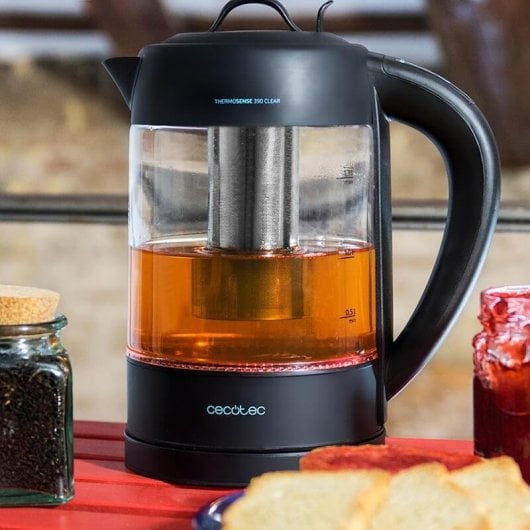 Chaleira Elétrica Cecotec ThermoSense 390 Clear 1,7L Vidro Ajuste Temperatura LED