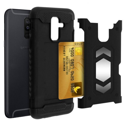 Forcell Funda Híbrida Magnética Antigolpes Negra para Samsung Galaxy A6 Plus