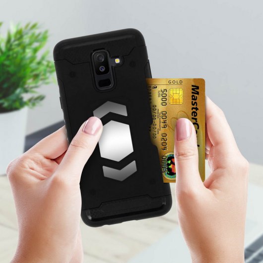 Forcell Funda Híbrida Magnética Antigolpes Negra para Samsung Galaxy A6 Plus