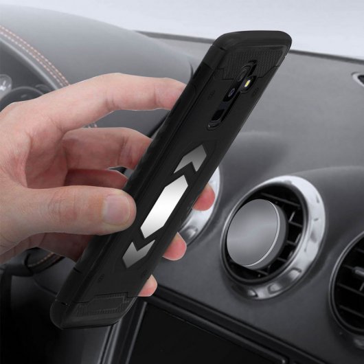 Forcell Funda Híbrida Magnética Antigolpes Negra para Samsung Galaxy A6 Plus