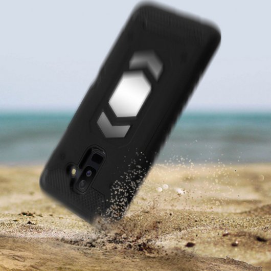 Forcell Funda Híbrida Magnética Antigolpes Negra para Samsung Galaxy A6 Plus