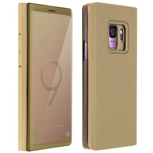 Avizar Funda Tapa Translúcida Efecto Espejo Oro para Samsung Galaxy S9