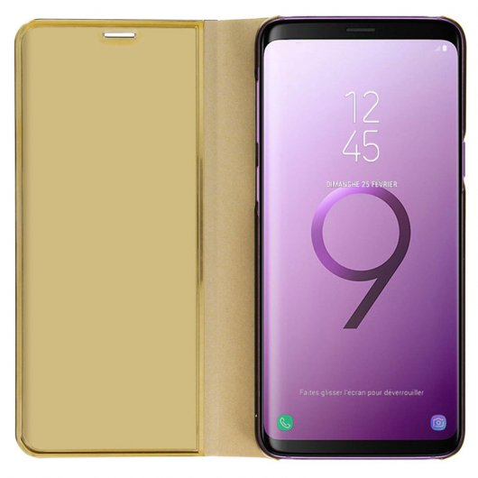 Avizar Funda Tapa Translúcida Efecto Espejo Oro para Samsung Galaxy S9