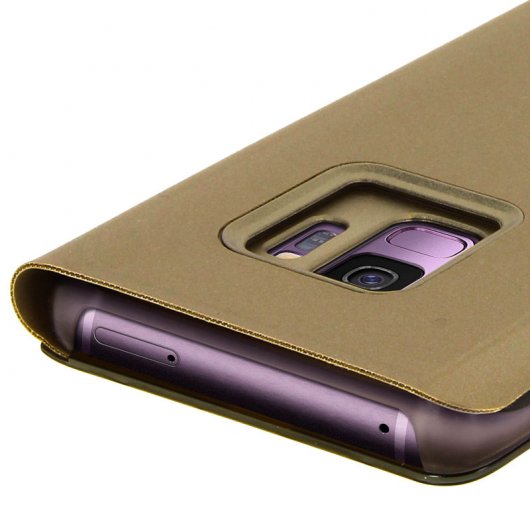 Avizar Funda Tapa Translúcida Efecto Espejo Oro para Samsung Galaxy S9