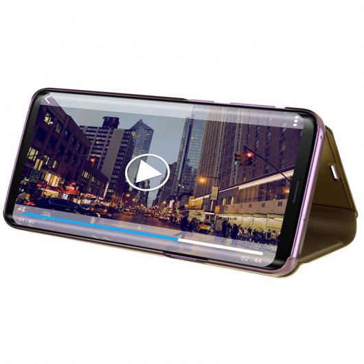 Avizar Funda Tapa Translúcida Efecto Espejo Oro para Samsung Galaxy S9