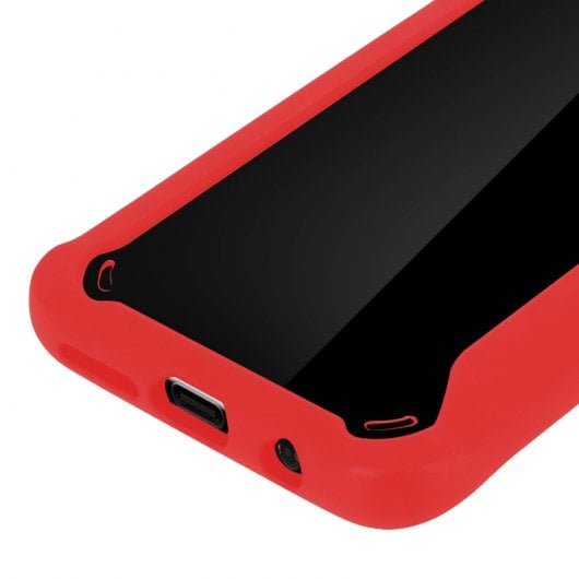Avizar Capa Traseira Rígida Transparente Rebordo de Silicone Vermelho para Samsung Galaxy S8 Plus