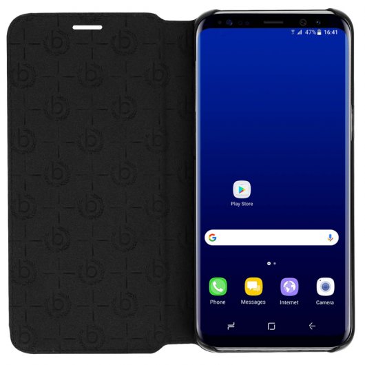 Bugatti Parigi Capa Livro com Carteira em Couro Preta para Samsung Galaxy S8