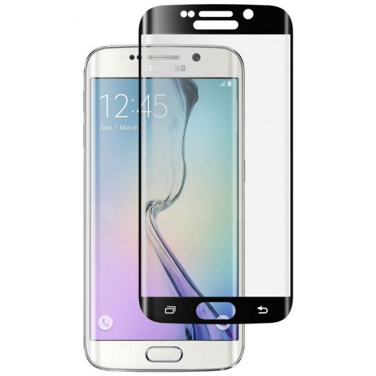 Avizar Protector Cristal Templado Curvo Bordes Negros para Samsung Galaxy S6 Edge