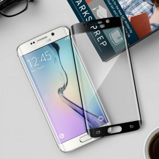 Avizar Protector Cristal Templado Curvo Bordes Negros para Samsung Galaxy S6 Edge