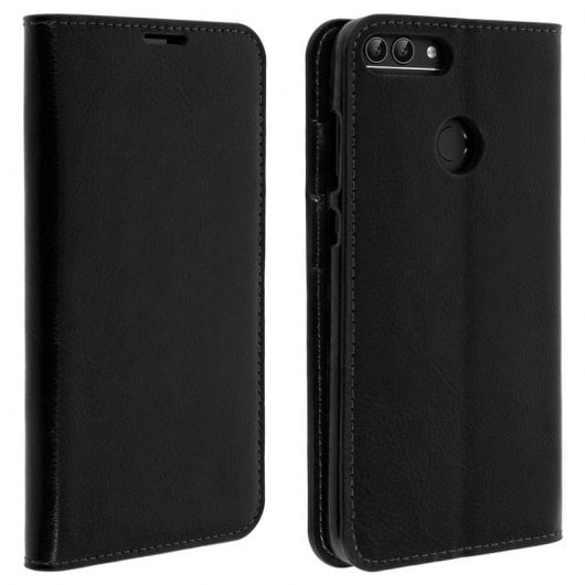 Avizar Capa Livro com Carteira em Couro Preto para Huawei P Smart