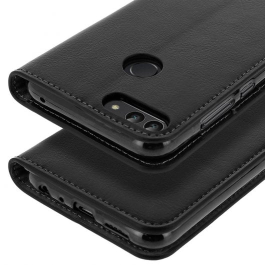 Avizar Capa Livro com Carteira em Couro Preto para Huawei P Smart