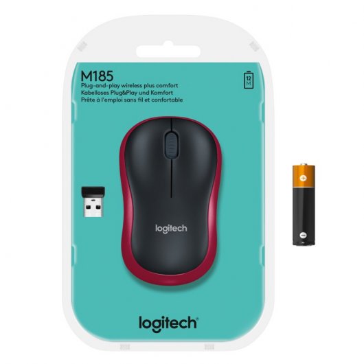 Logitech M185 Rato Sem Fios 1000DPI Vermelho PcComponentes Pt