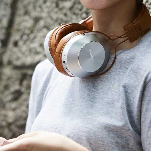 Pioneer SE-MS7BT Auriculares Bluetooth NFC Marrón/Plata
