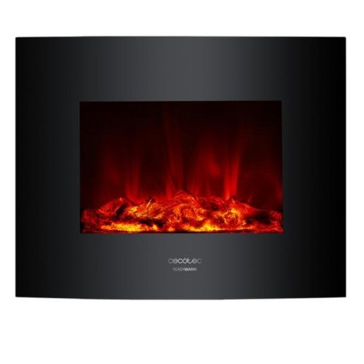 Chimenea Cecotec Ready Warm 2600 Curved Flames eléctrica 26" 2000W diseño curvo cristal templado