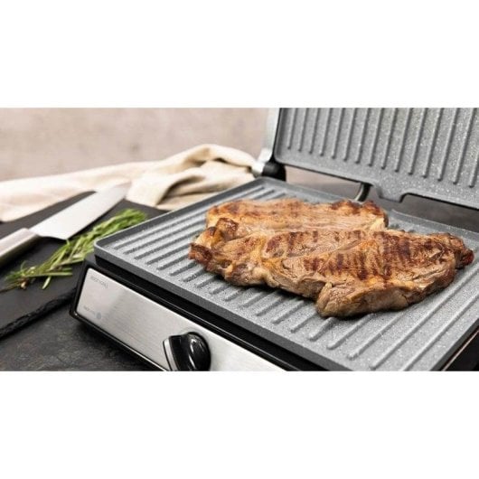 Kontaktgrill Cecotec Rock'nGrill 2400 UltraRapid 2400W RockStone Silber 28,5x22,5cm