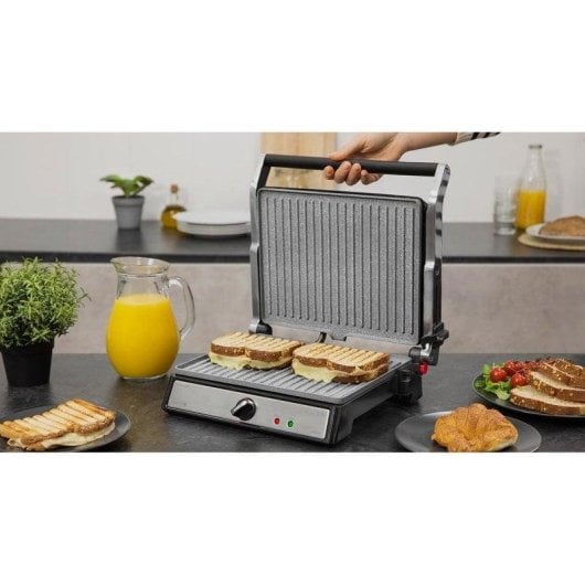 Kontaktgrill Cecotec Rock'nGrill 2400 UltraRapid 2400W RockStone Silber 28,5x22,5cm
