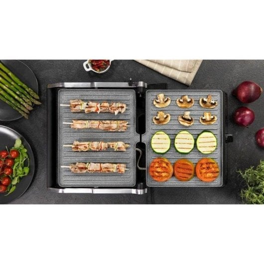 Kontaktgrill Cecotec Rock'nGrill 2400 UltraRapid 2400W RockStone Silber 28,5x22,5cm