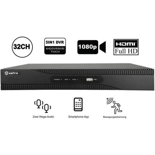 Safire SF-HTVR6232-HEVC Videograbador 5 en 1 para 32 Cámaras