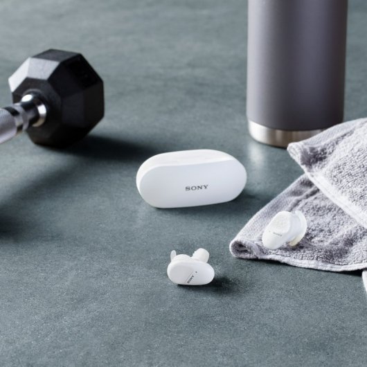 Sony WF-SP800N Auriculares Inalámbricos con Cancelación de Ruido Blancos
