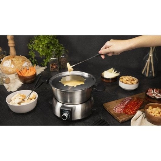 Fondue électrique Cecotec Fun GourmetFondue 1000W Inox 8 personnes Thermostat