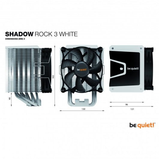 Soyez silencieux! Ventilateur CPU Shadow Rock 3 120 mm Blanc