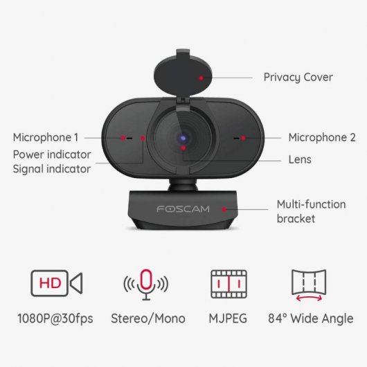 Foscam W25 Webcam 1080P FullHD con Micrófono Incluido