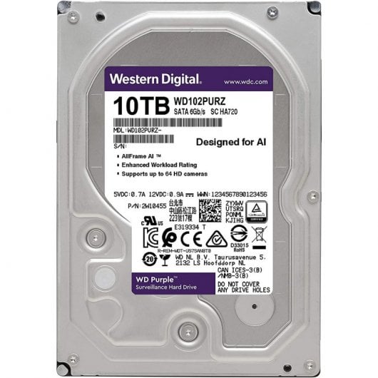 Western Digital Purple Interne Festplatte 10 TB 7200 RPM 256 MB 3.5" Serial ATA III