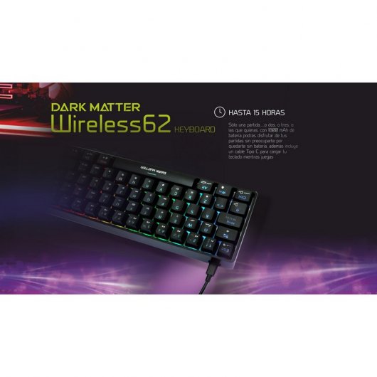 SilverHT Dark Matter 62 Wireless Teclado Mecânico Gaming RGB Sem Fios Switches Outemu Red