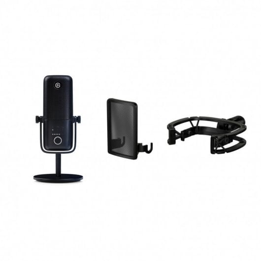 Elgato Wave:3 Micrófono Condensador USB + Wave Pop Filter Filtro Contra Ruido de Plosivas + Wave Shock Mount Montura de