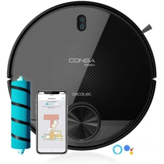Aspirador Robô com Mopa Cecotec Conga 3890 Titanium Navegação Laser 2.300 Pa Controlo por Voz
