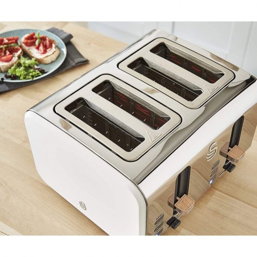 Swan Nordic Set Desayuno Microondas 20L + Hervidor de Agua + Tostadora 4 Rebanadas Blanco
