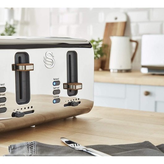 Swan Nordic Set Desayuno Microondas 20L + Hervidor de Agua + Tostadora 4 Rebanadas Blanco