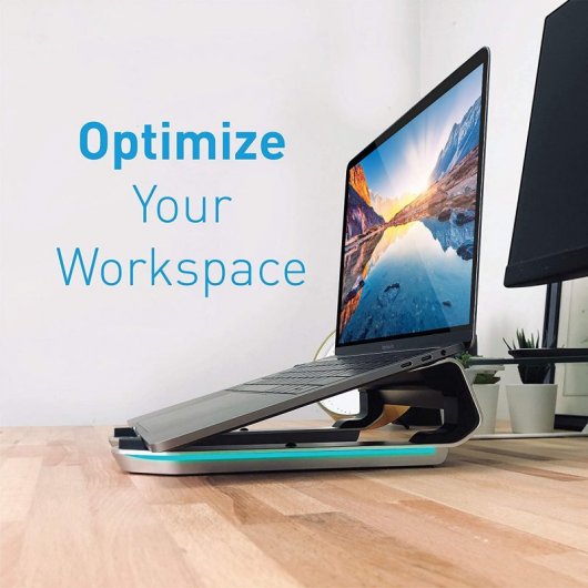 Macally Soporte Elevador RGB para Portátil hasta 17" 4x USB 3.0