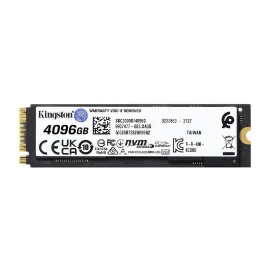 Disco Duro Kingston KC3000 4TB M.2 PCIe 4.0 NVMe 7000 MB/s Dissipatore