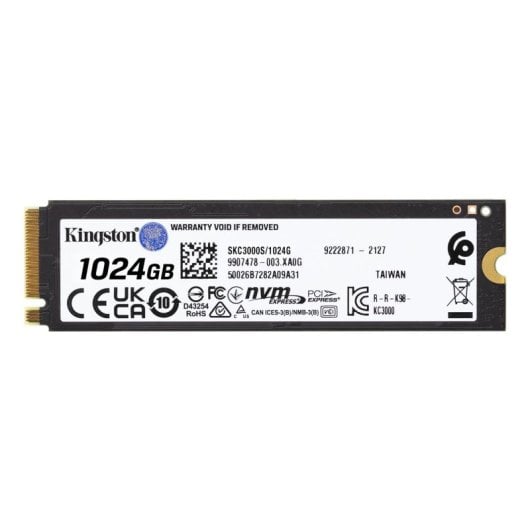 Disco Duro Kingston KC3000 1TB M.2 PCIe 4.0 NVMe 7000MB/s Disipador Térmico