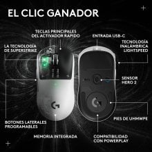 Ratón Logitech PRO X2 SUPERSTRIKE inalámbrico 44000 DPI blanco háptico LIGHTSPEED