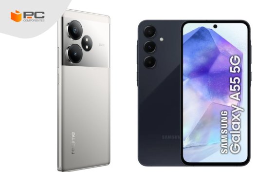Los Realme GT 6T vs Samsung A55 uno al lado del otro