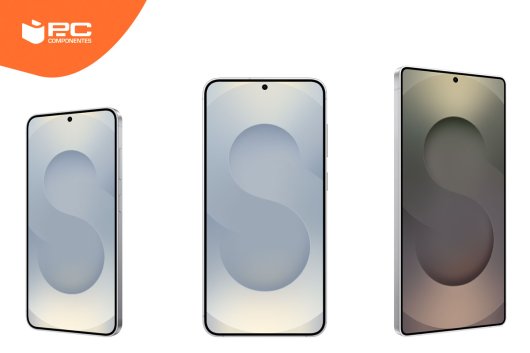 comparativa de tamaño frontal entre los samsung galaxy s25, s25 plus y s25 ultra