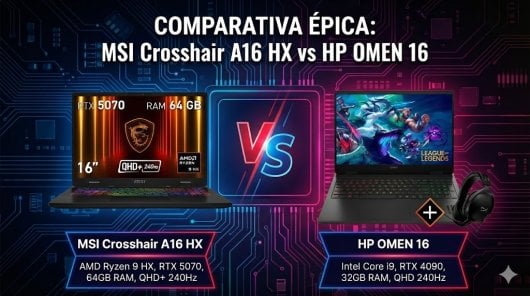MSI Crosshair A16 HX vs HP OMEN 16: cuál es el mejor portátil gaming en Black Friday 2025