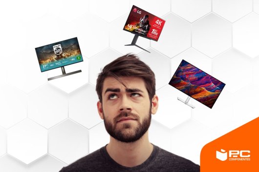 Um homem a pensar nos melhores monitores 4K de 27 polegadas