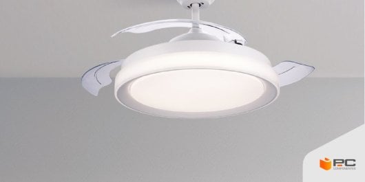 lampara de techo blanca con ventilador integrado
