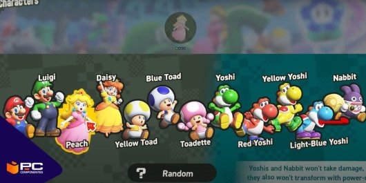 Menú de selección de personaje en Super Mario Bros. Wonder