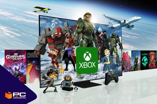 Una televisión que muestra una imagen de Xbox Cloud Gaming en una consola
