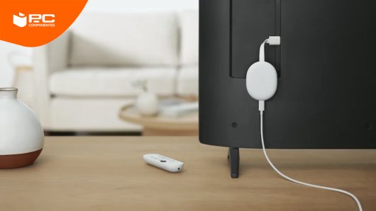 Un chromecast contectado a una TV por la parte de atras